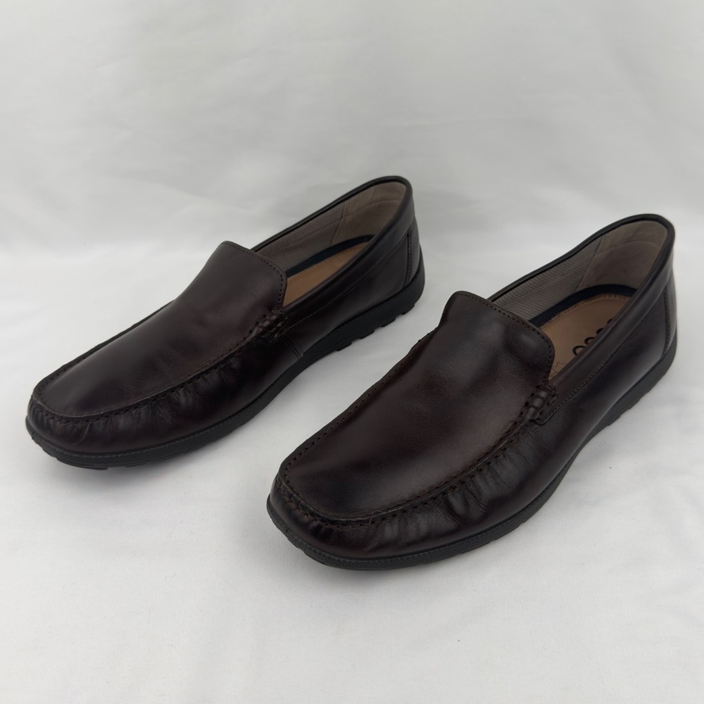 Ecco Classic Dark Brown Leather Slip-On Loafers Comfort